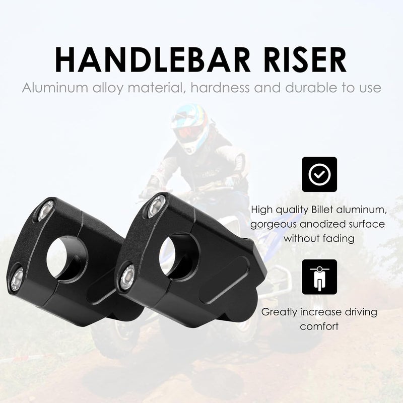 Feiteplus 7/8" Universal Handlebar Bar Risers Motorcycle Bar Clamps 7/8" Bar For Motorbike Pit Dirt Bikes Black Riser Height 38mm (1.5 "), 18mm (0.71") Backward or Forward - Image 2